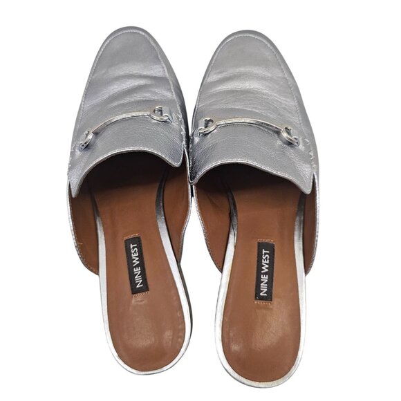 Nine West Walkos Metallic Leather Slip-On Mules Size 10M - Picture 5 of 7